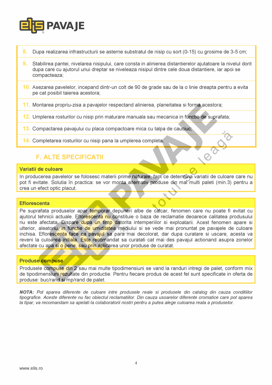 Pagina 4-Pavele si dale premium ELIS PAVAJE CROMATICA P3 Fisa tehnica Romana mele care se demoleaza)....