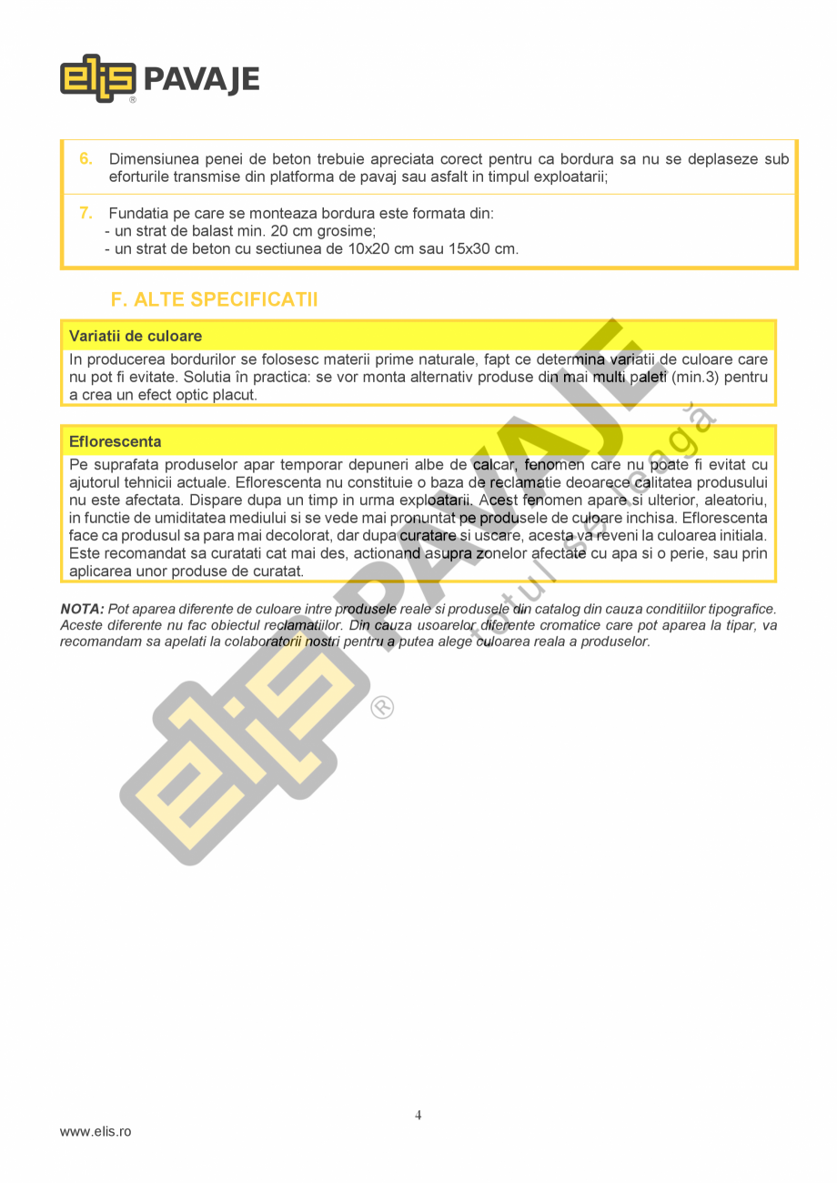 Pagina 4-Bordura ELIS PAVAJE B5 Fisa tehnica Romana stic, banda PET, europaletii din lemn) au fost utilizate ...