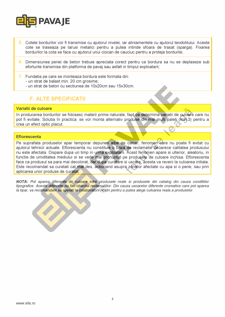 Pagina 4-Bordura ELIS PAVAJE B8 ANTICO Fisa tehnica Romana te. Este interzisa depozitarea deseurilor/...