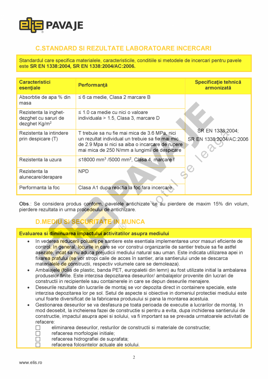 Pagina 2-Pavaj Premium ELIS PAVAJE CONIC ANTICO Fisa tehnica Romana presarea betonului semiuscat turnat in...
