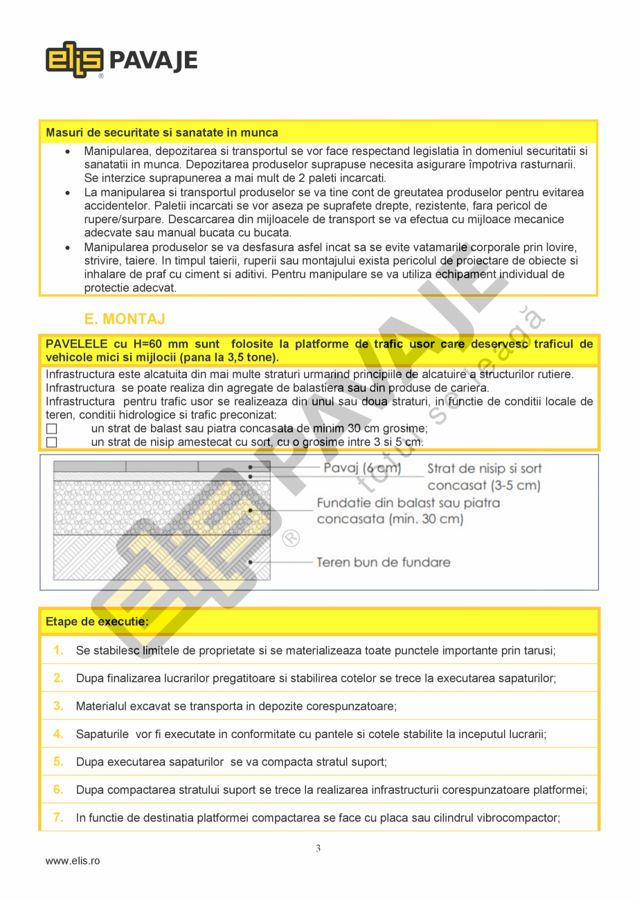 Pagina 3-Pavaj Premium ELIS PAVAJE CONIC ANTICO Fisa tehnica Romana  2.9 Mpa si nici sa aiba o incarcare de...