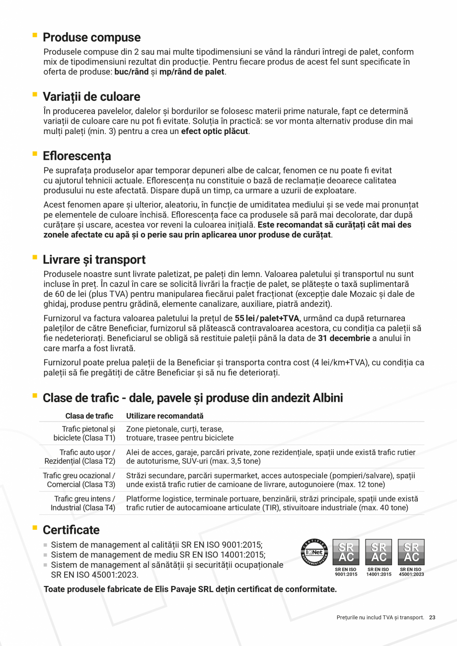 Pagina 23-Lista Pret - Oferta-de-produse Elis Pavaje -Iulie-2026 ELIS PAVAJE Catalog, brosura Romana uc...