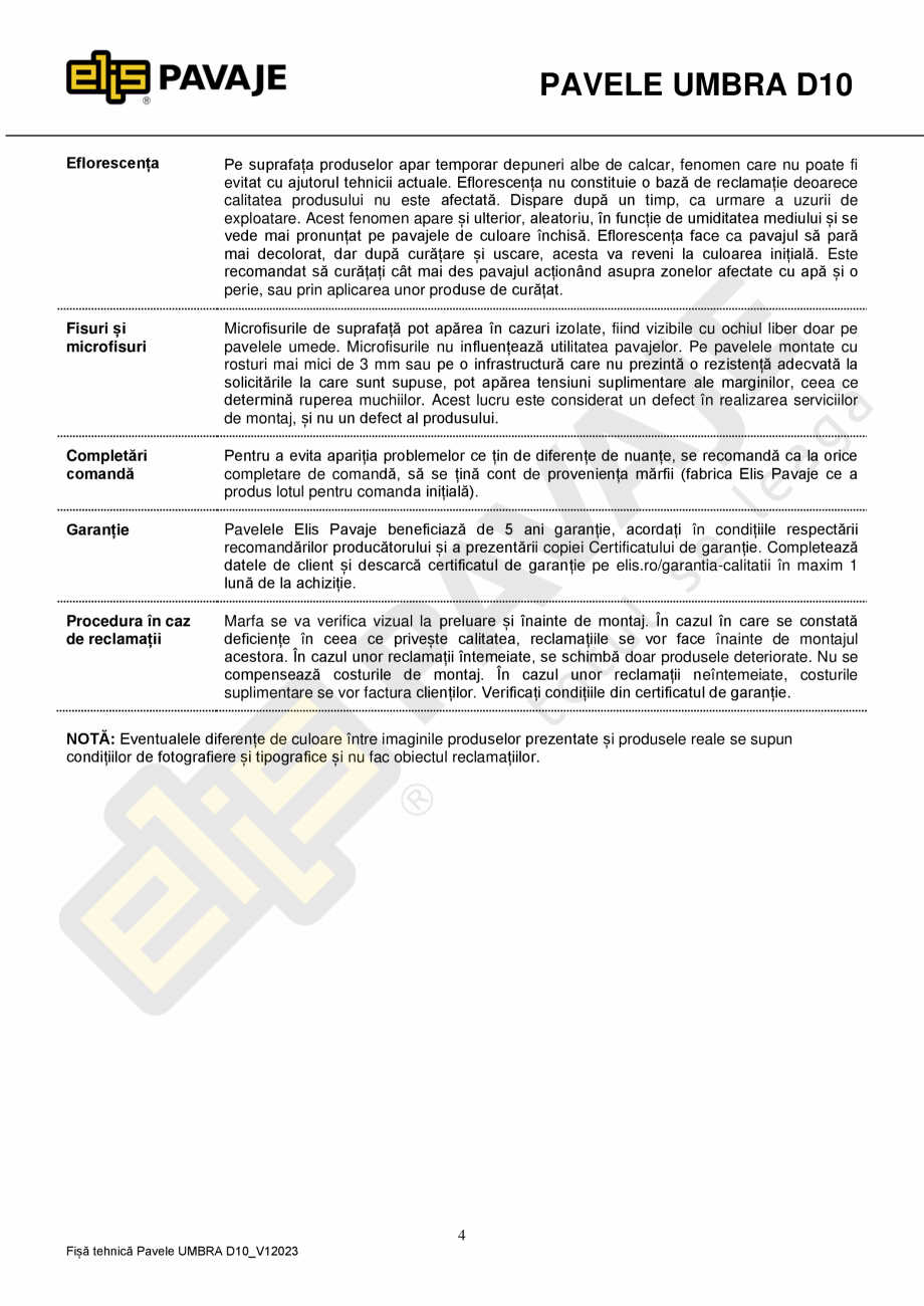 Pagina 4-Pavele premium ELIS PAVAJE Umbra D10 Fisa tehnica Romana ă pericolul de proiectare de obiecte și...