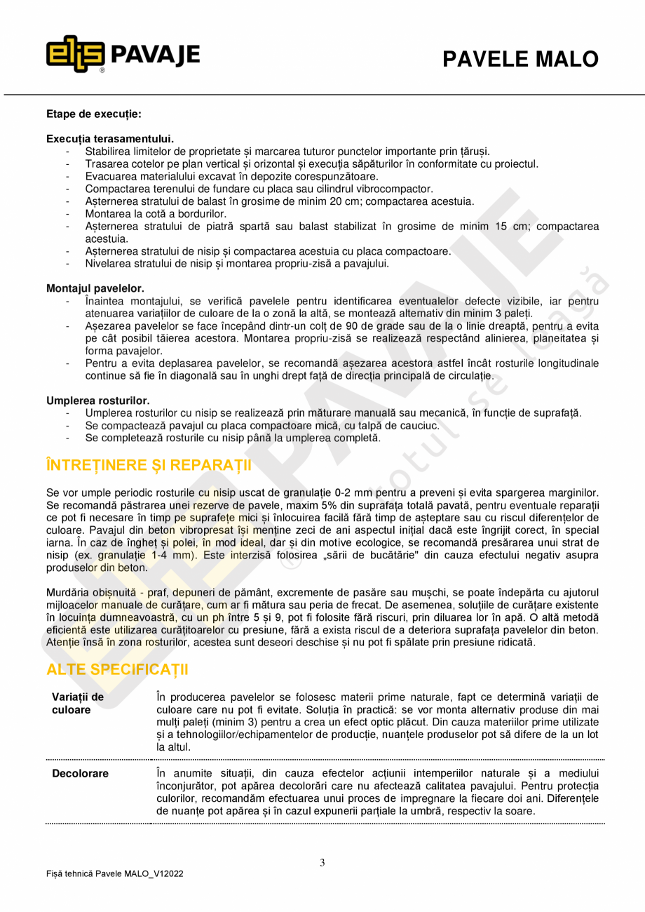 Pagina 3-Pavele premium ELIS PAVAJE Malo Fisa tehnica Romana a A1 după reacția la foc fără încercare

1
...