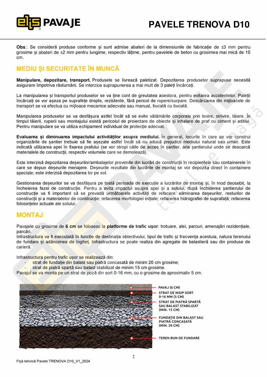 Pagina 2-Pavaj premium ELIS PAVAJE Trenova D10 Fisa tehnica Romana ompact, cu o textură uniformă și cu...