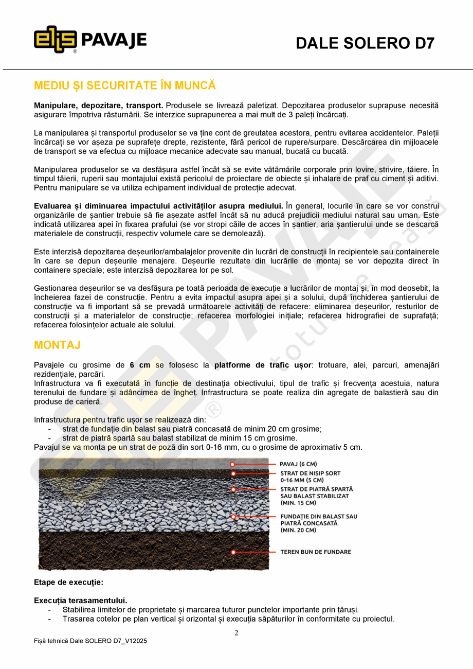 Pagina 2-Pavaj premium ELIS PAVAJE SOLERO D7  Fisa tehnica Romana  absorbție redusă de apă, rezistență...