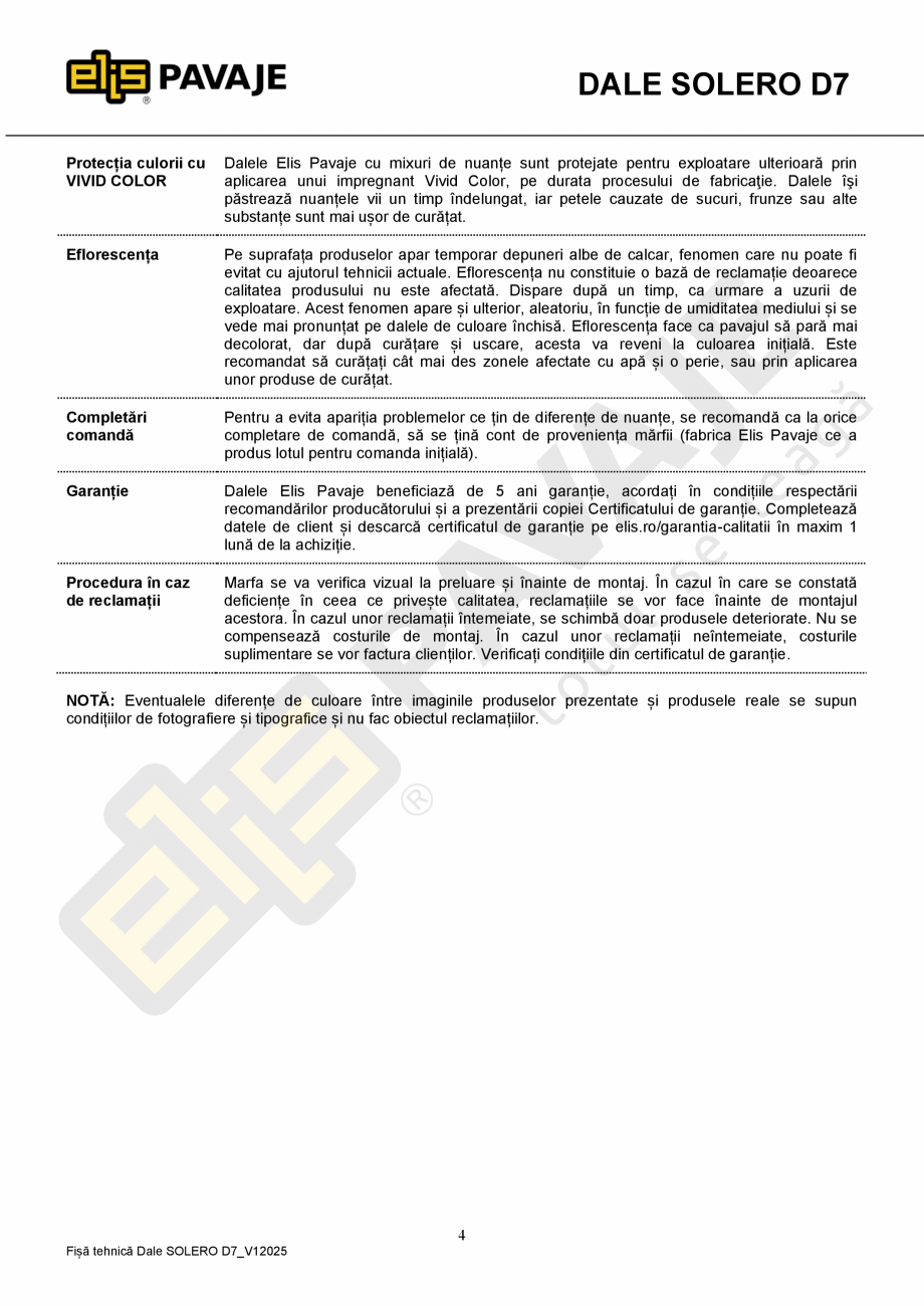 Pagina 4-Pavaj premium ELIS PAVAJE SOLERO D7  Fisa tehnica Romana ea și diminuarea impactului...