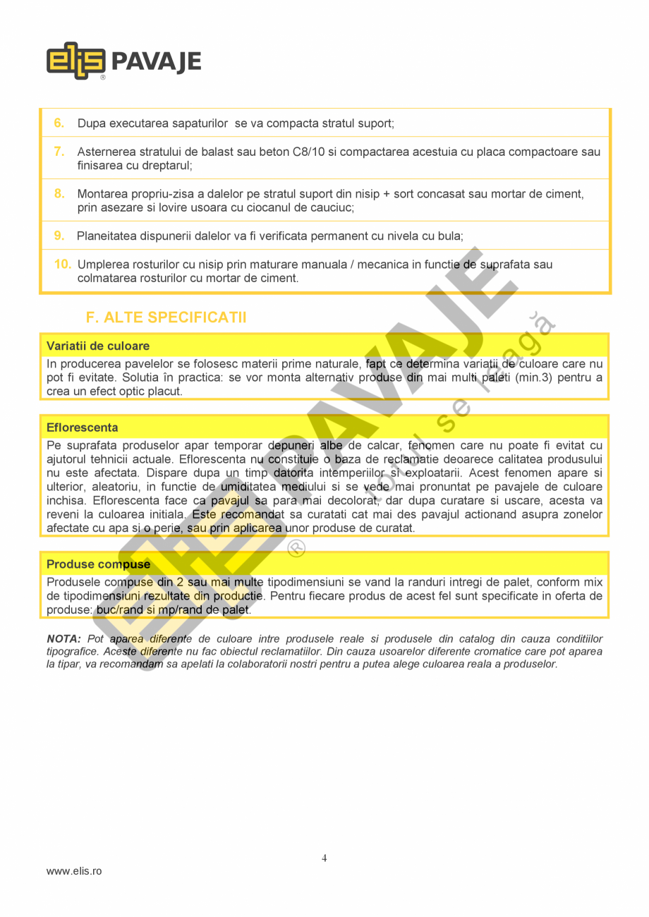 Pagina 4-Fisa tehnica Dale Mozaic 4 ELIS PAVAJE Fisa tehnica Romana a PET, europaletii din lemn) au fost...