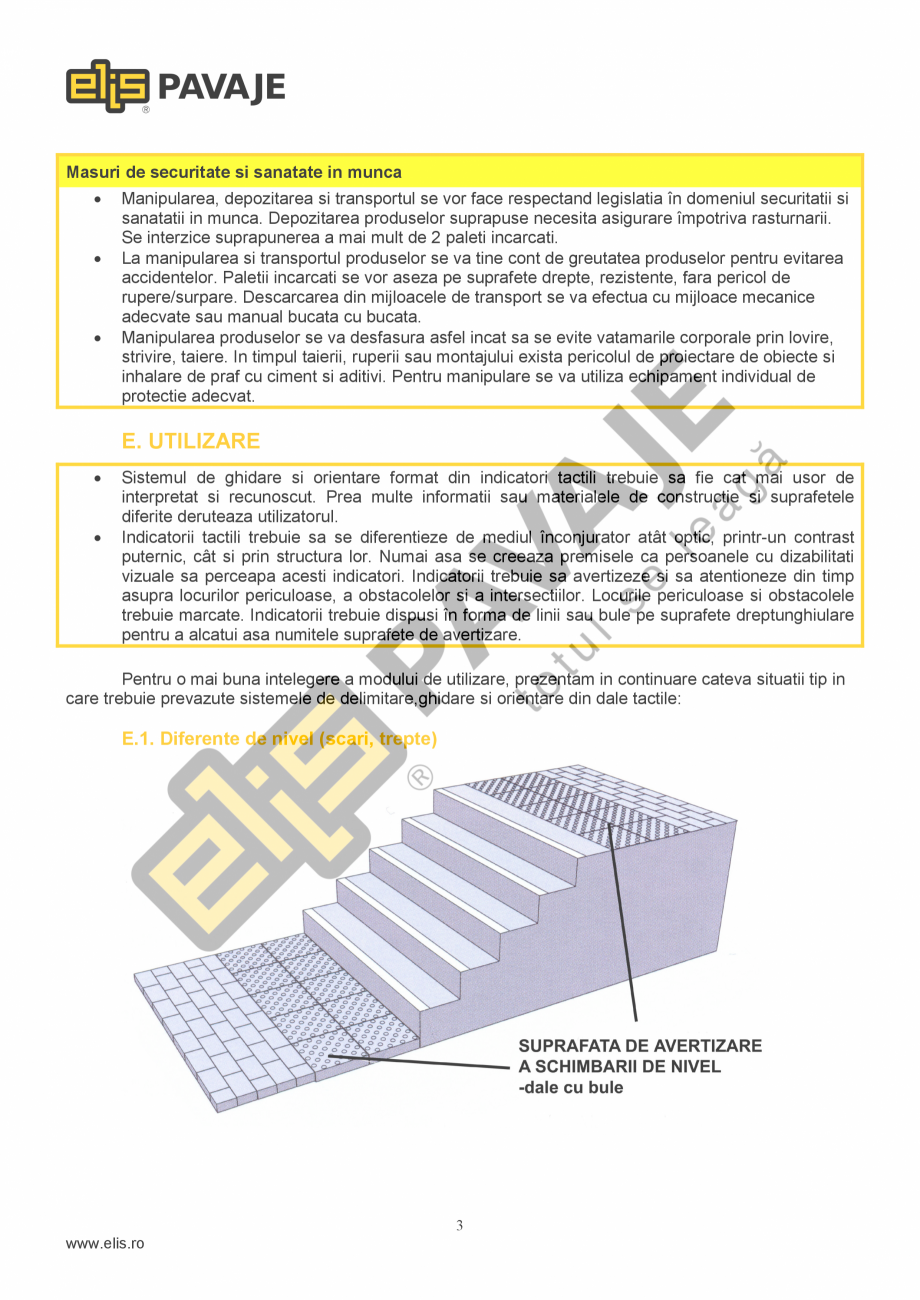 Pagina 3-Fisa tehnica Dale ELIS PAVAJE TACTILO 2 Fisa tehnica Romana  inghetdezghet cu saruri de
dezghet...