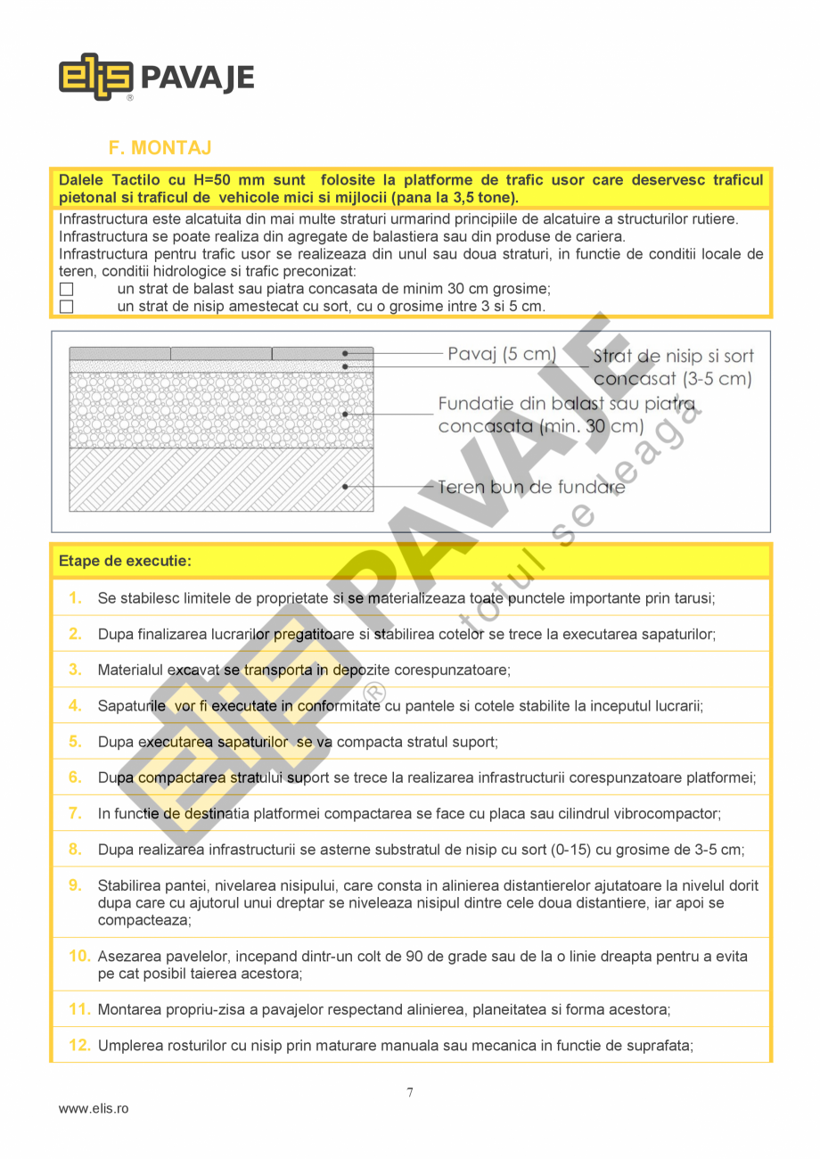 Pagina 7-Fisa tehnica Dale ELIS PAVAJE TACTILO 2 Fisa tehnica Romana  alcatui asa numitele suprafete de...
