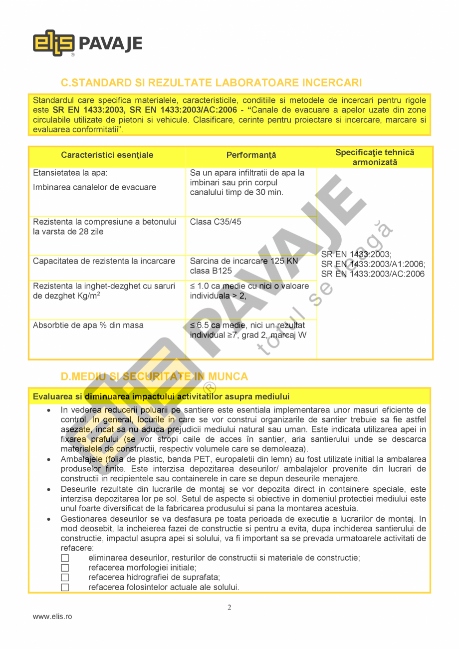 Pagina 2-Fisa tehnica Rigola Scafa R10 ELIS PAVAJE Fisa tehnica Romana  colorarea intregii mase a rigolei....