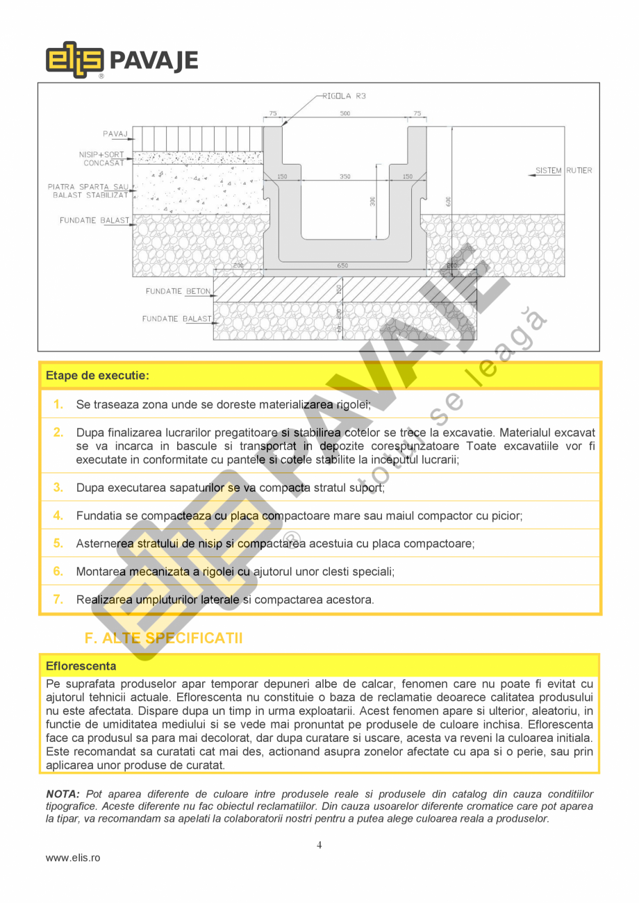 Pagina 4-Rigola carosabila  ELIS PAVAJE R3 Fisa tehnica ntele sau containerele in care se depun deseurile...