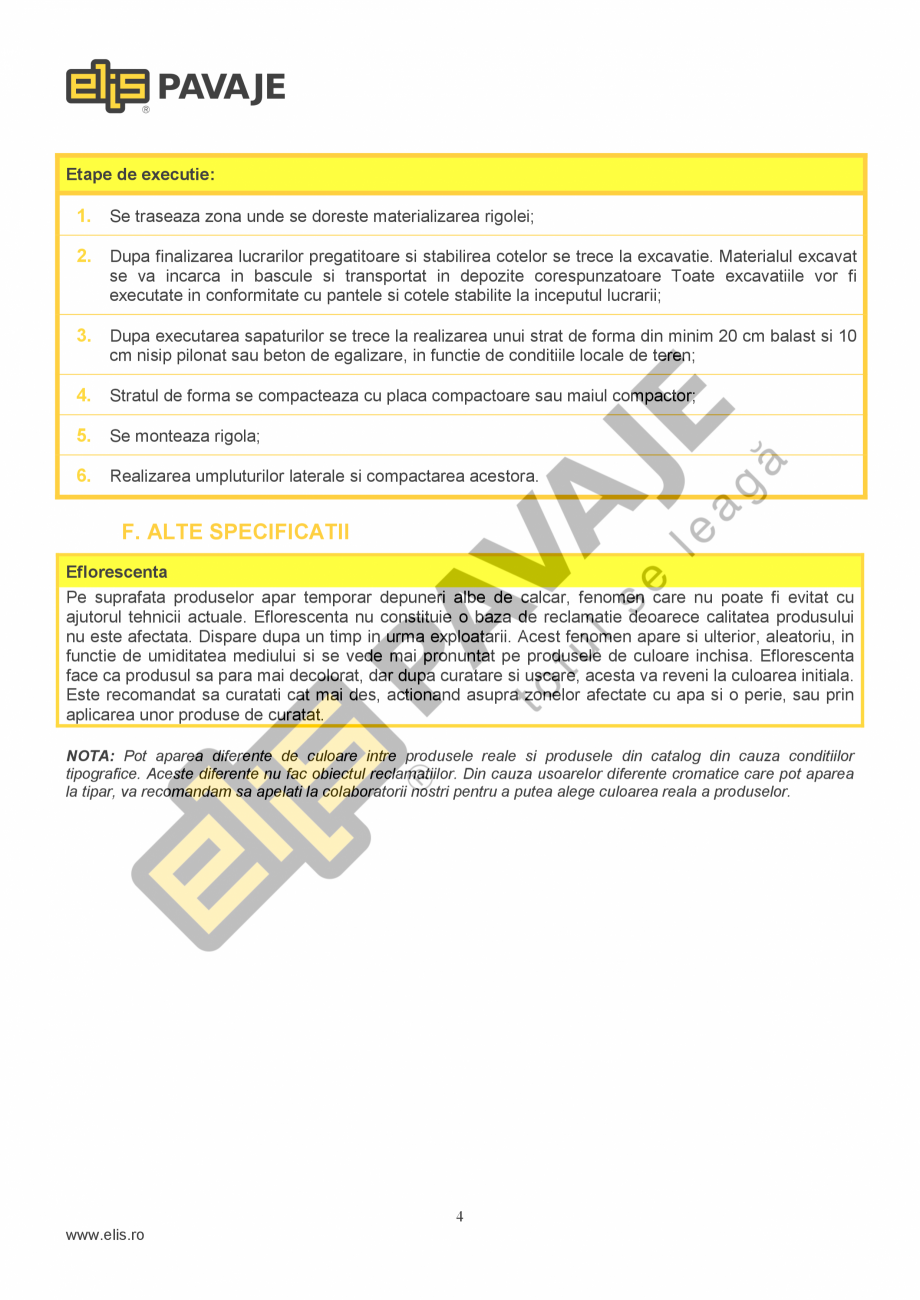 Pagina 4-Sant trapezoidal prefabricat din beton ELIS PAVAJE R4 Fisa tehnica Romana eseurile menajere....