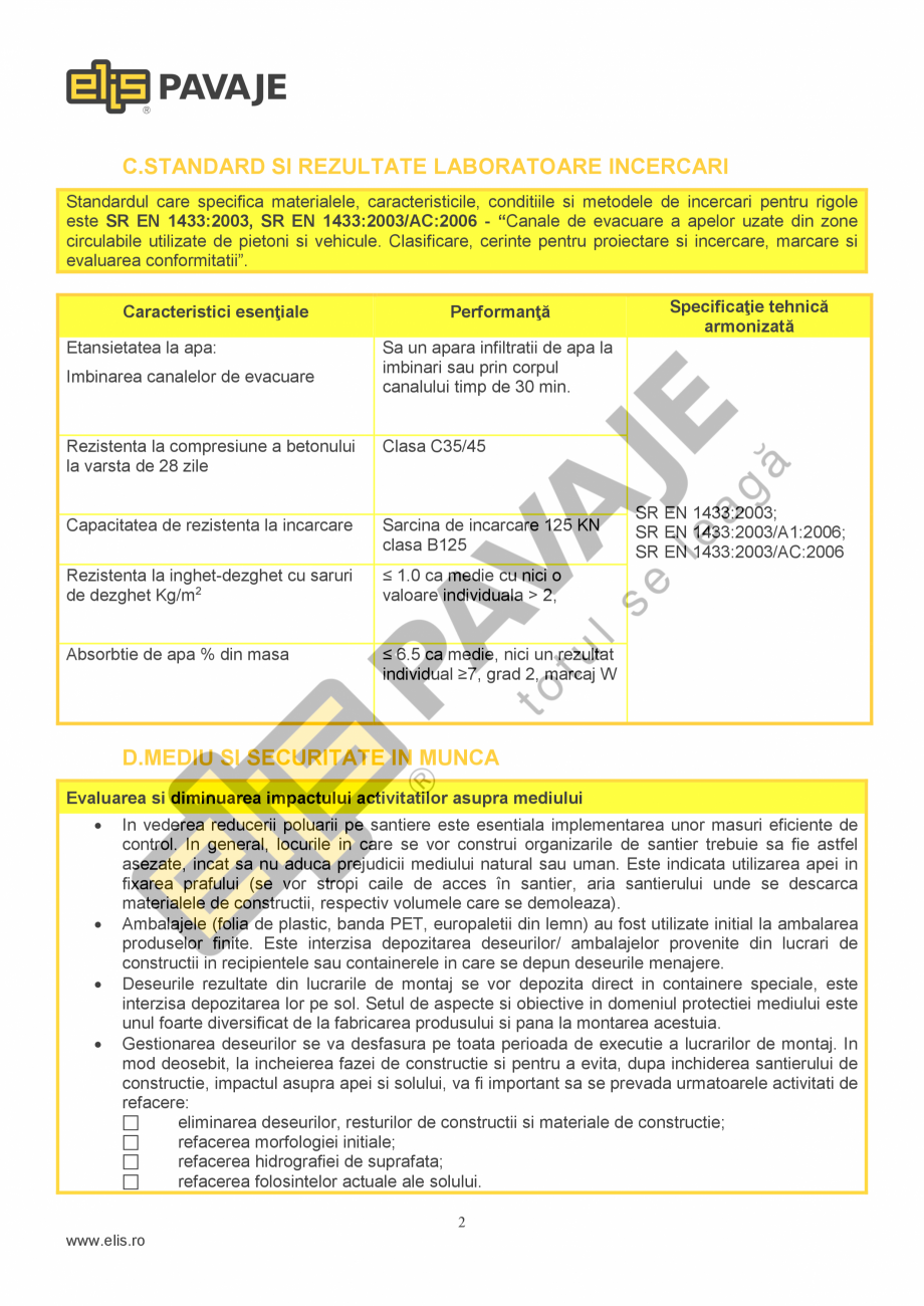 Pagina 2-Sant trapezoidal prefabricat din beton  ELIS PAVAJE R5 Fisa tehnica Romana  redusa de apa,...