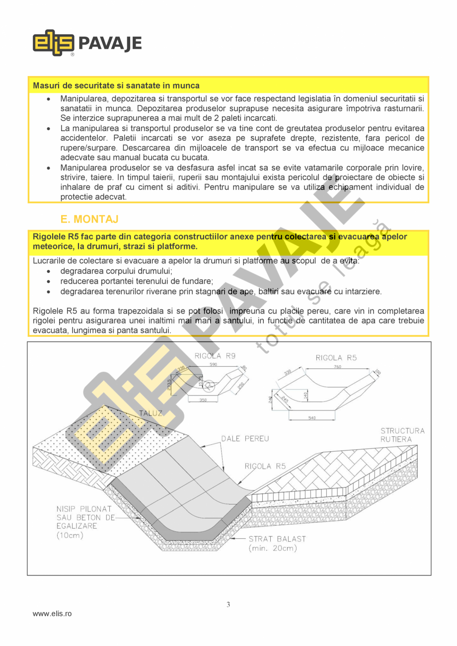 Pagina 3-Sant trapezoidal prefabricat din beton  ELIS PAVAJE R5 Fisa tehnica Romana n masa

≤ 6.5 ca medie,...