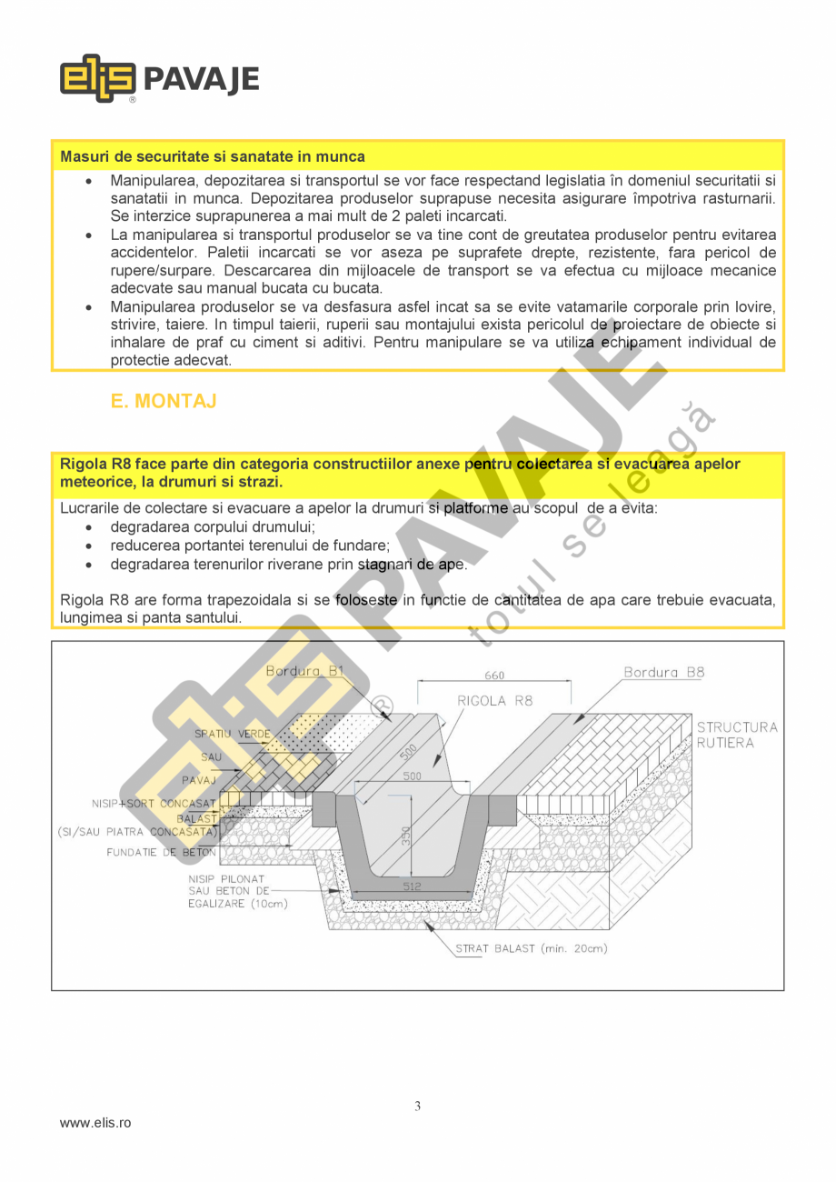 Pagina 3-Sant trapezoidal prefabricat din beton  ELIS PAVAJE R8 Fisa tehnica Romana asa

≤ 6.5 ca medie,...