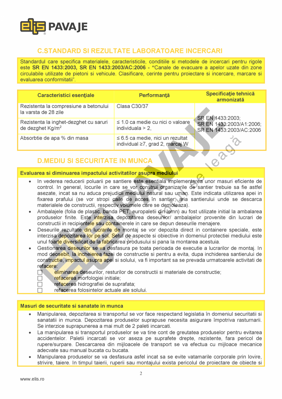 Pagina 2-Placa Pereu  ELIS PAVAJE P.P.1 Fisa tehnica Romana europene.

www.elis.ro

1

C.STANDARD SI...