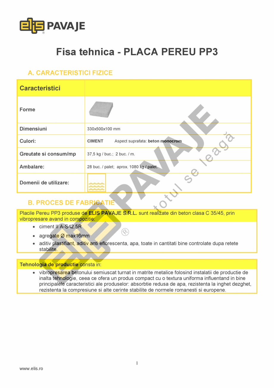 Pagina 1-Placa Pereu  ELIS PAVAJE P.P.3 Fisa tehnica Romana Fisa tehnica - PLACA PEREU PP3
A. CARACTERISTICI ...