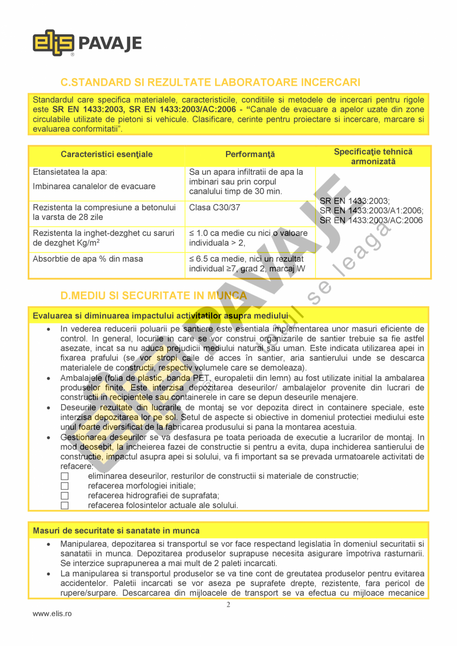 Pagina 2-Element prefabricat pentru casiuri ELIS PAVAJE Fisa tehnica Romana in bine
principalele...