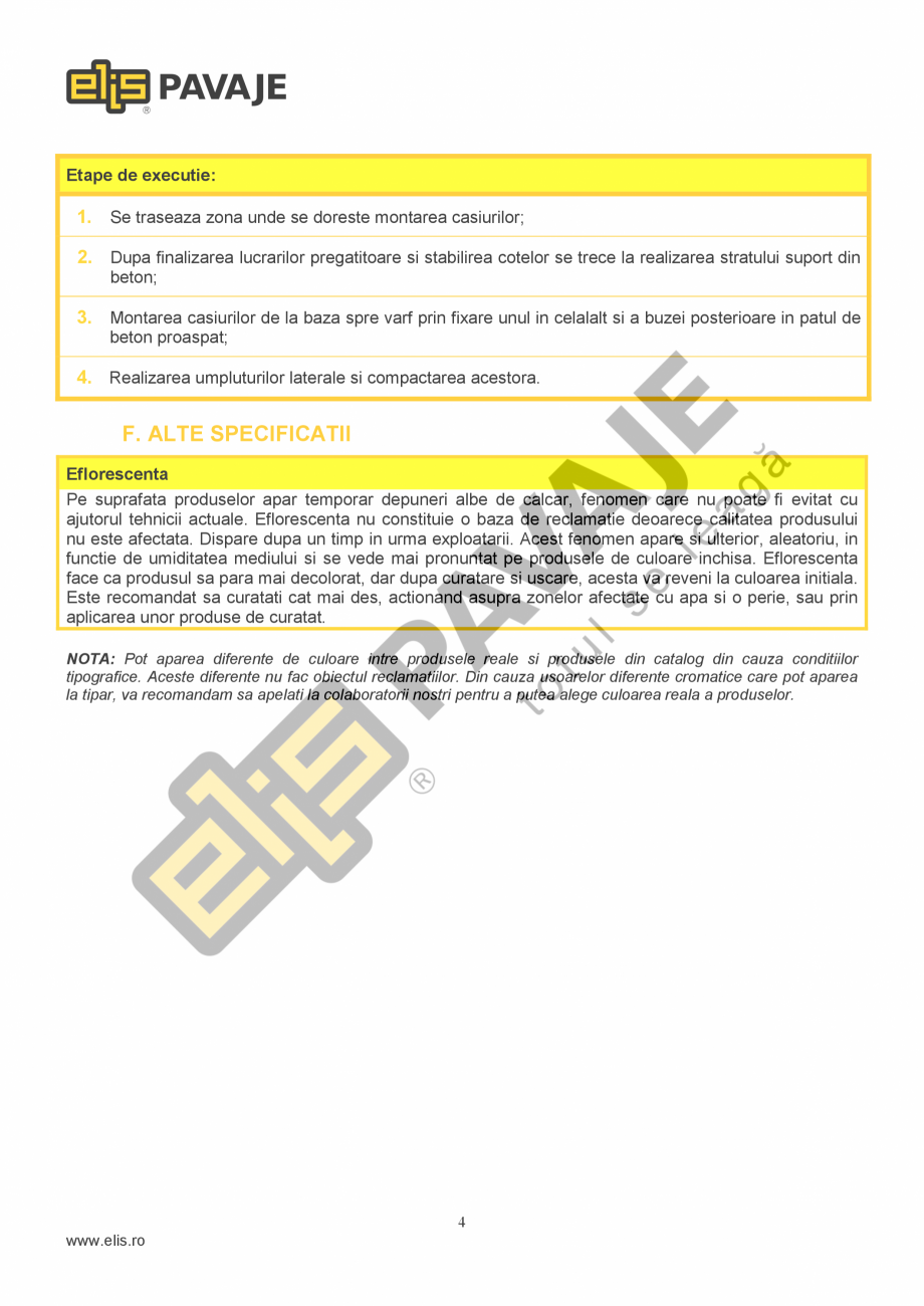 Pagina 4-Element prefabricat pentru casiuri ELIS PAVAJE Fisa tehnica Romana menajere.
Deseurile rezultate din...