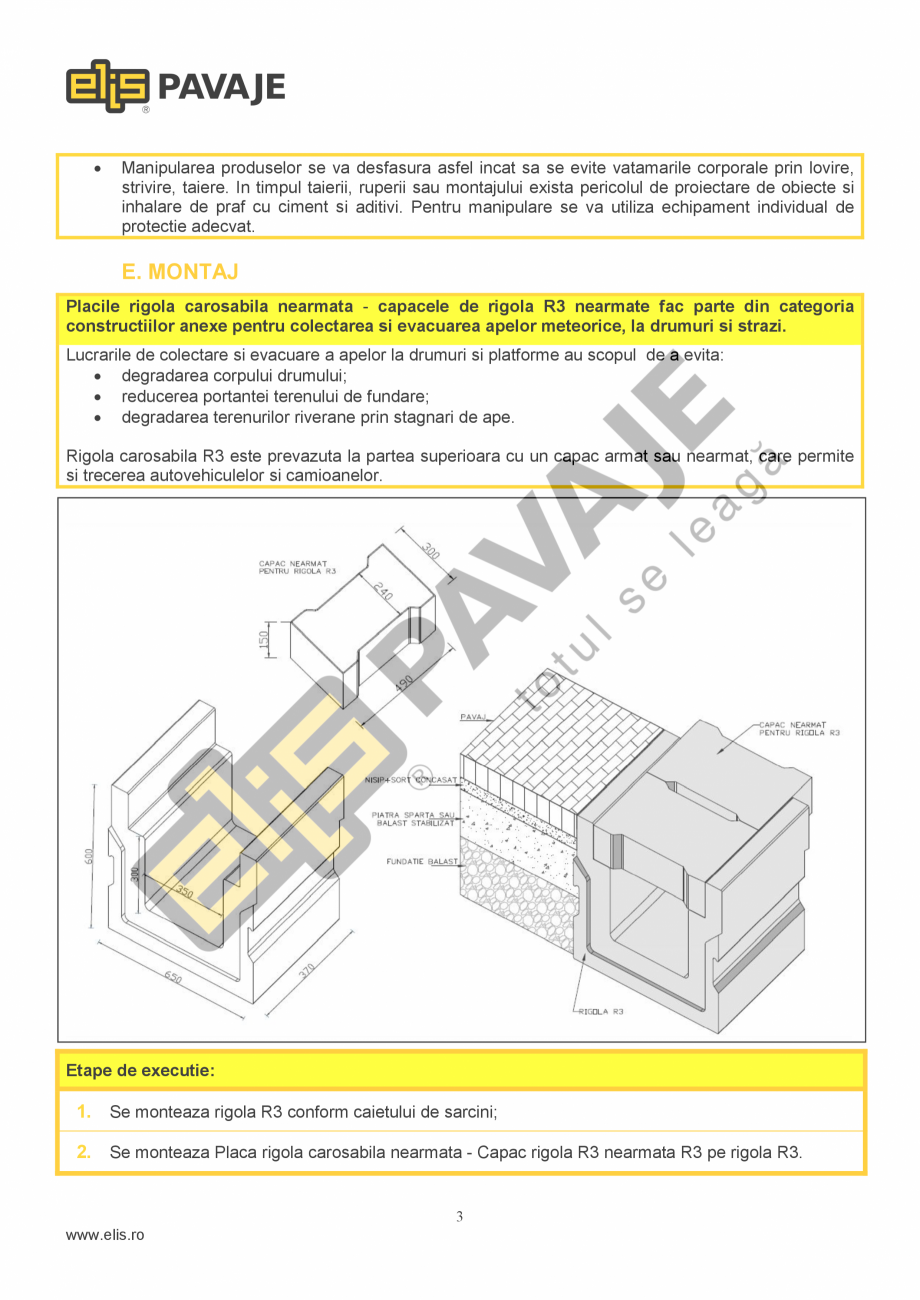 Pagina 3-Placa rigola ELIS PAVAJE Rigola carosabila nearmata Fisa tehnica Romana  masa

≤ 6.5 ca medie,...