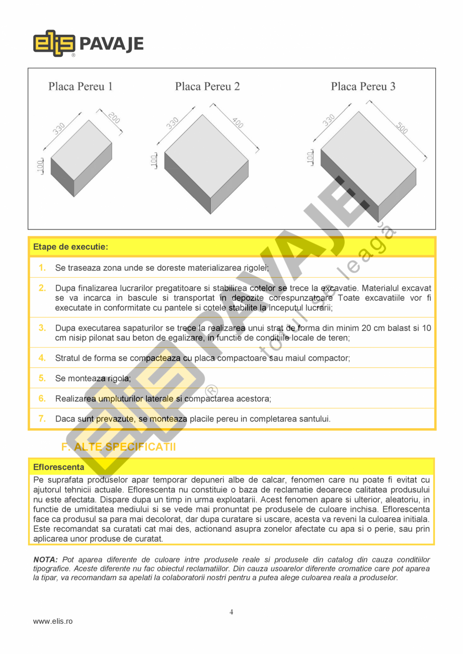 Pagina 4-Sant trapezoidal prefabricat din beton ELIS PAVAJE R9 Fisa tehnica Romana epun deseurile menajere....
