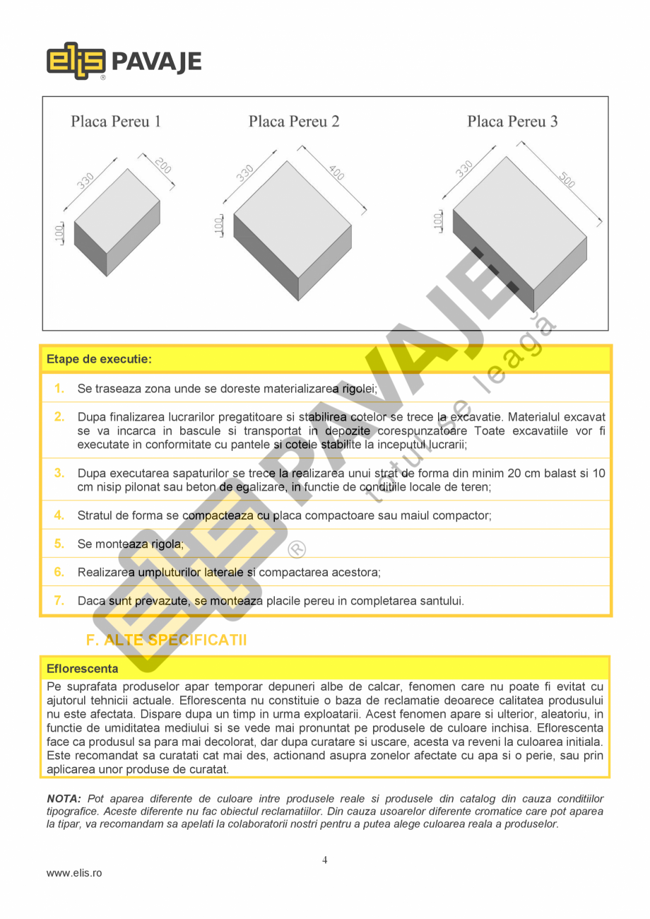 Pagina 4 - Sant triunghiular prefabricat din beton ELIS PAVAJE R6 Fisa tehnica Romana se depun...