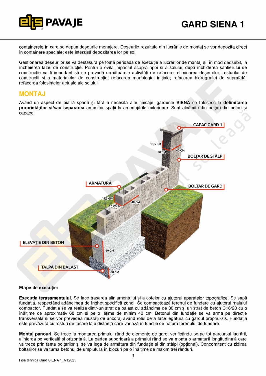 Pagina 3-Element stalp dublu Siena ELIS PAVAJE Fisa tehnica Romana caracteristicile, condițiile și metodele...