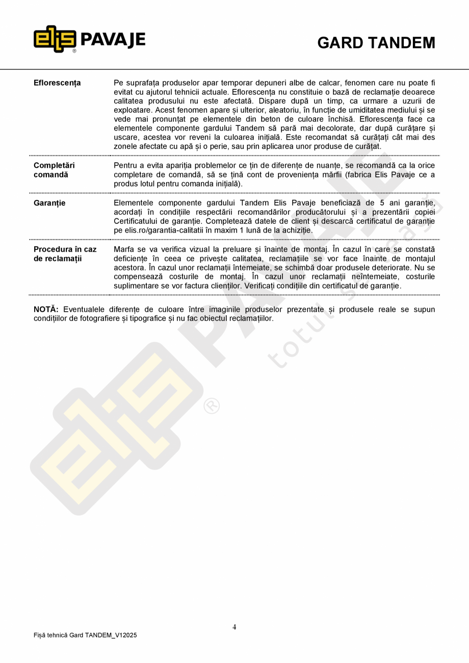 Pagina 4-Bloc gard ELIS PAVAJE bloc gard Tandem Fisa tehnica Romana stă pericolul de proiectare de obiecte...