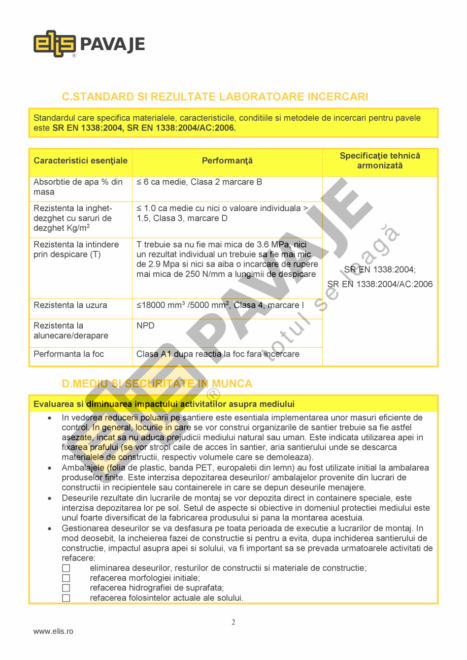 Pagina 2-Fisa tehnica Pavea Patrat P3 PARCARE  ELIS PAVAJE Fisa tehnica Romana 
stratul de finisare, exceptie...