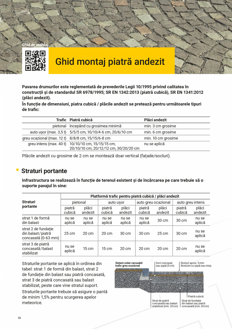 Pagina 10-Pavele borduri si placi din piatra andezit Albini ELIS PAVAJE Catalog, brosura Romana �nălțime...