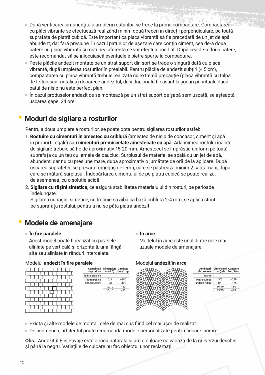 Pagina 12-Pavele borduri si placi din piatra andezit Albini ELIS PAVAJE Catalog, brosura Romana  pentru...