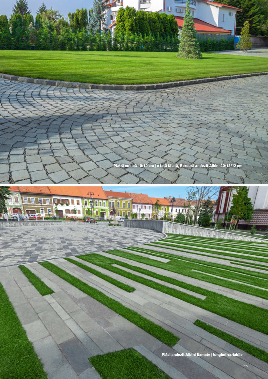 Pagina 15-Pavele borduri si placi din piatra andezit Albini ELIS PAVAJE Catalog, brosura Romana lan vertical...