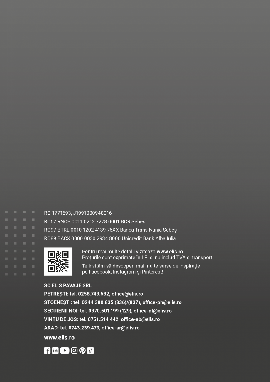 Pagina 16-Pavele borduri si placi din piatra andezit Albini ELIS PAVAJE Catalog, brosura Romana letează...