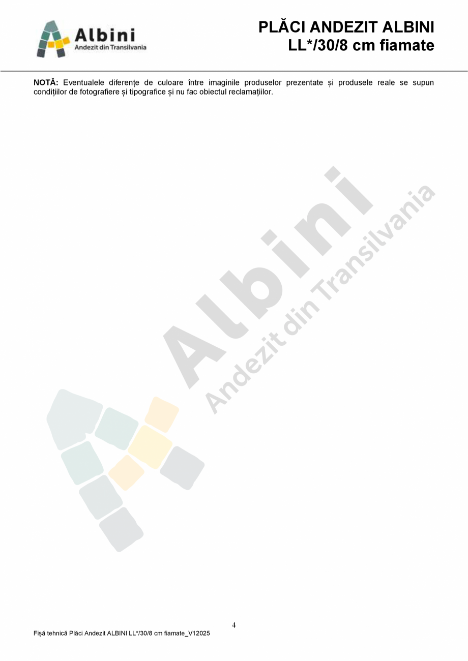 Pagina 4-Placi Andezit ELIS PAVAJE Albini LL*/30/8 fiamate Fisa tehnica Romana venirea riscurilor de...