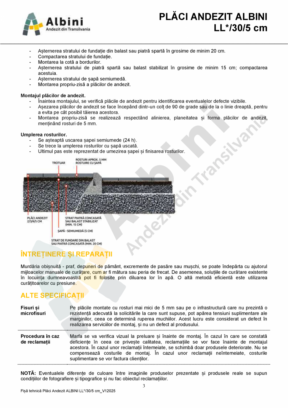 Pagina 3-Placi Andezit ELIS PAVAJE LL*/30/5 Fisa tehnica Romana a - România

1

PLĂCI ANDEZIT ALBINI...