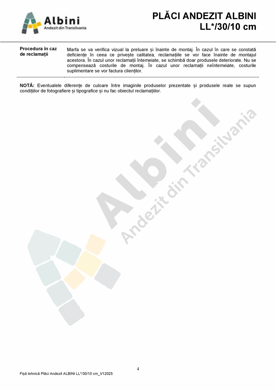 Pagina 4-Placi Andezit ELIS PAVAJE LL*/30/10 Fisa tehnica Romana tivuitor, încărcător frontal), folosind...