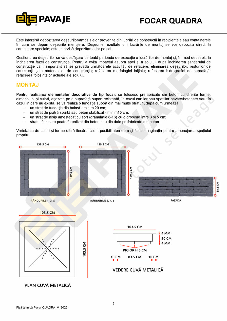 Pagina 2-Focar ELIS PAVAJE Quadra Fisa tehnica Romana ță la îngheț-dezgheț, rezistență la compresiune....