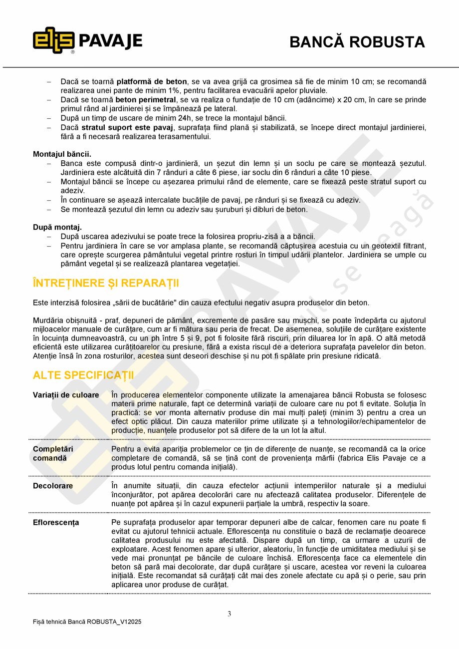 Pagina 3-Banca ELIS PAVAJE Robusta Fisa tehnica Romana canice adecvate sau manual, bucată cu bucată....