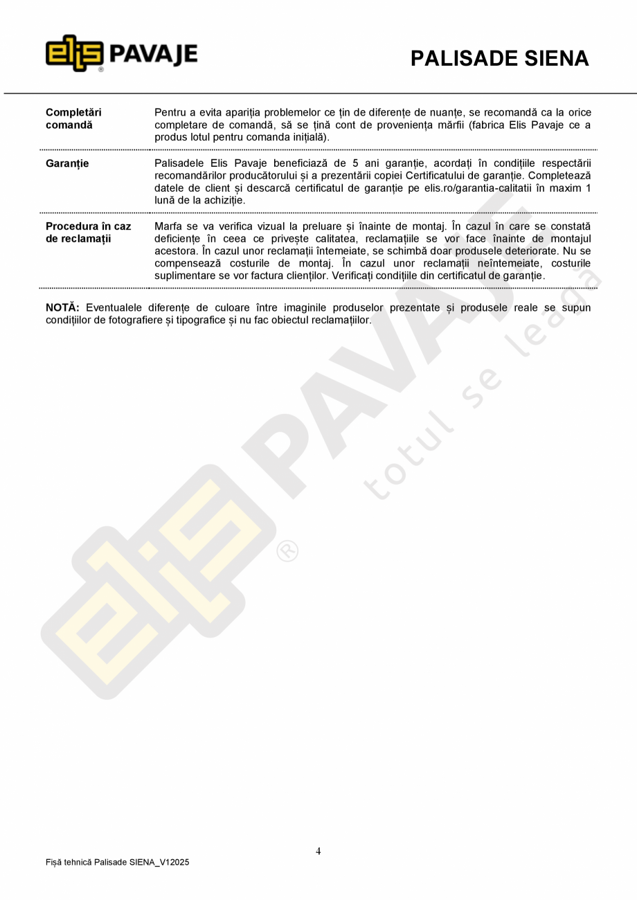 Pagina 4-Palisada ELIS PAVAJE Siena Fisa tehnica Romana  acces în șantier, aria șantierului unde se...