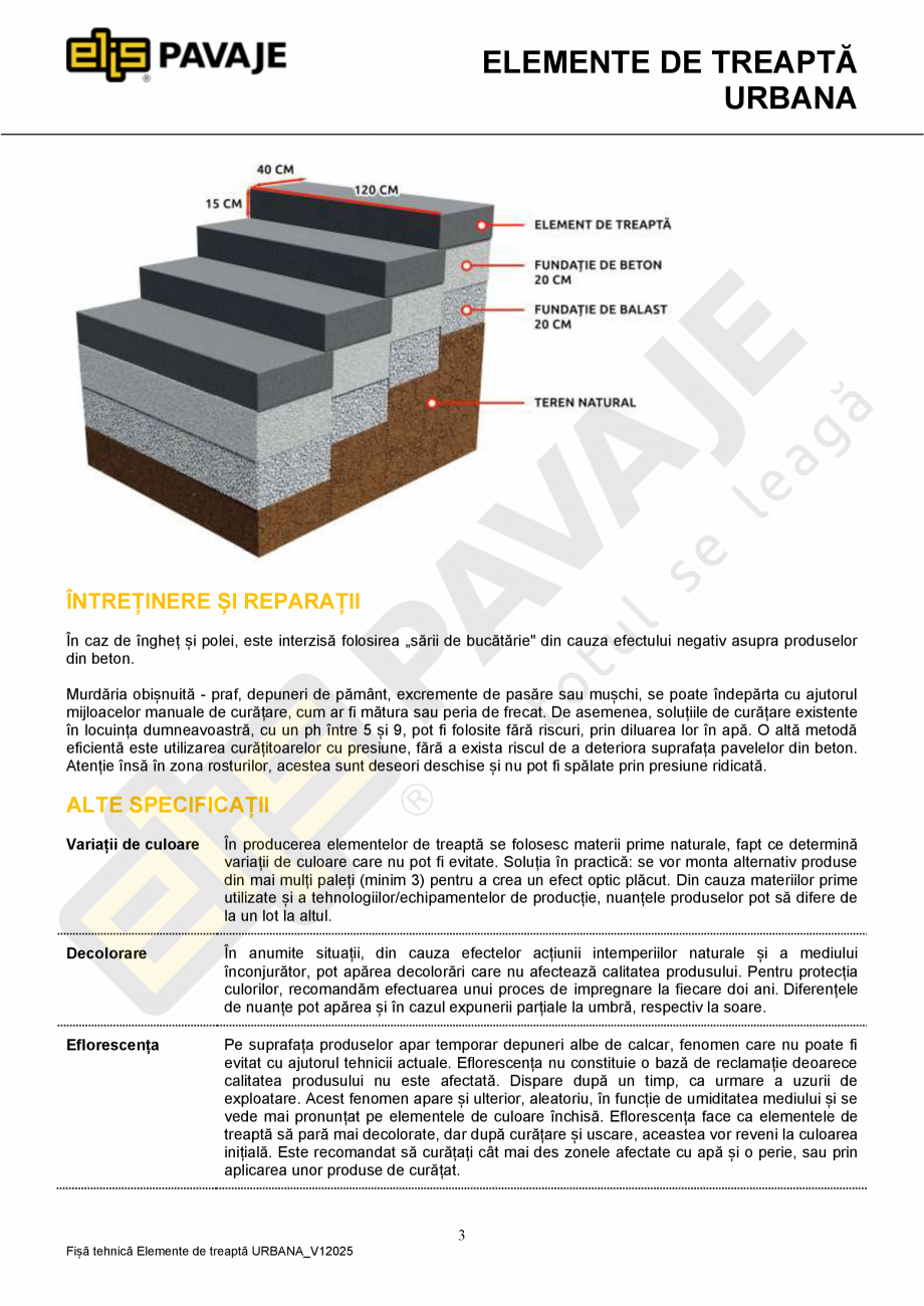 Pagina 3-Element de treapta ELIS PAVAJE Element treapta Urbana Fisa tehnica Romana  adecvate sau manual,...