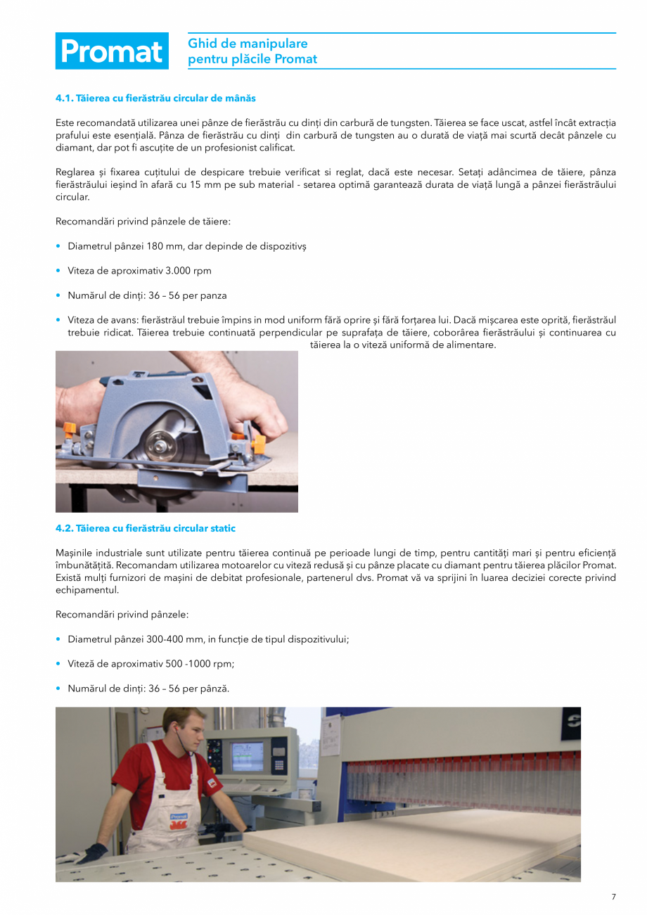 Pagina 7 - Instructiuni de manipulare pentru placile Promat PROMAT Instructiuni montaj, utilizare...