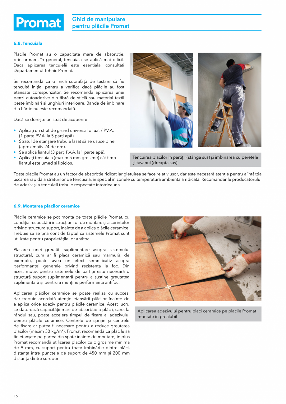 Pagina 16-Instructiuni de manipulare pentru placile Promat PROMAT Instructiuni montaj, utilizare Romana  a...