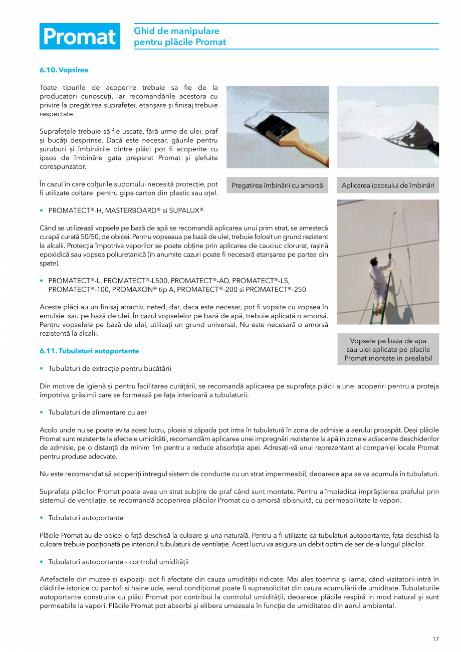 Pagina 17-Instructiuni de manipulare pentru placile Promat PROMAT Instructiuni montaj, utilizare Romana  cu...
