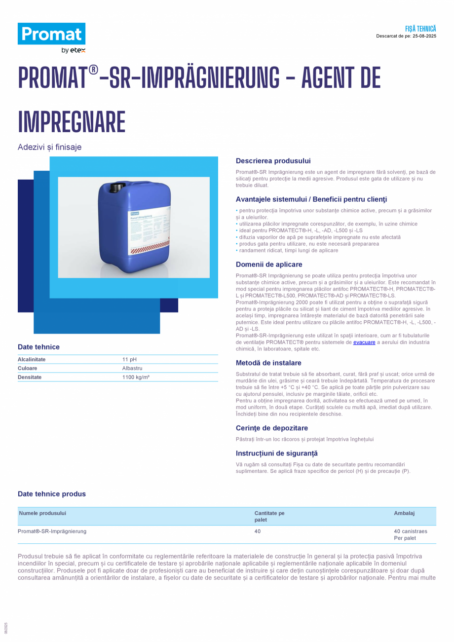Pagina 1 - Agent de impregnare PROMAT Promat®-SR Imprägnierung Fisa tehnica Romana FIŞĂ...