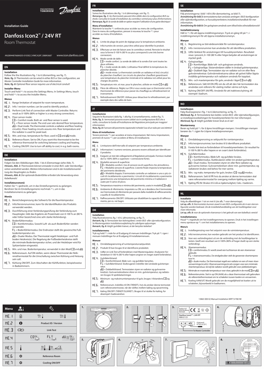 Pagina 1 - Ghid de instalare - Termostat camera DANFOSS Icon² 24V RT, Icon² 24V RT,...
