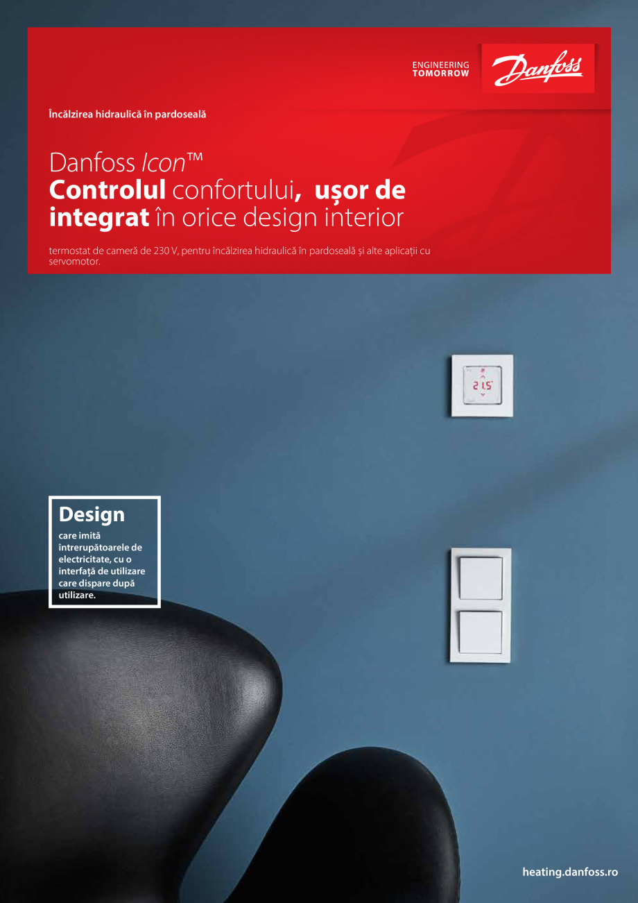Pagina 1-Controlul confortului, usor de integrat in orice design interior DANFOSS Icon Wiring box Catalog,...