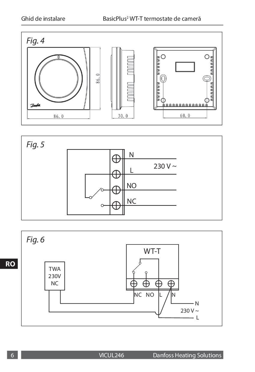 Pagina 6 - Ghid de instalare - BasicPlus2 WT-T termostate de camera DANFOSS BASICPLUS2 WT-T,...