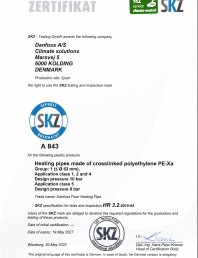 Declaratie de conformitate - Conducte PEX - SKZ A 843