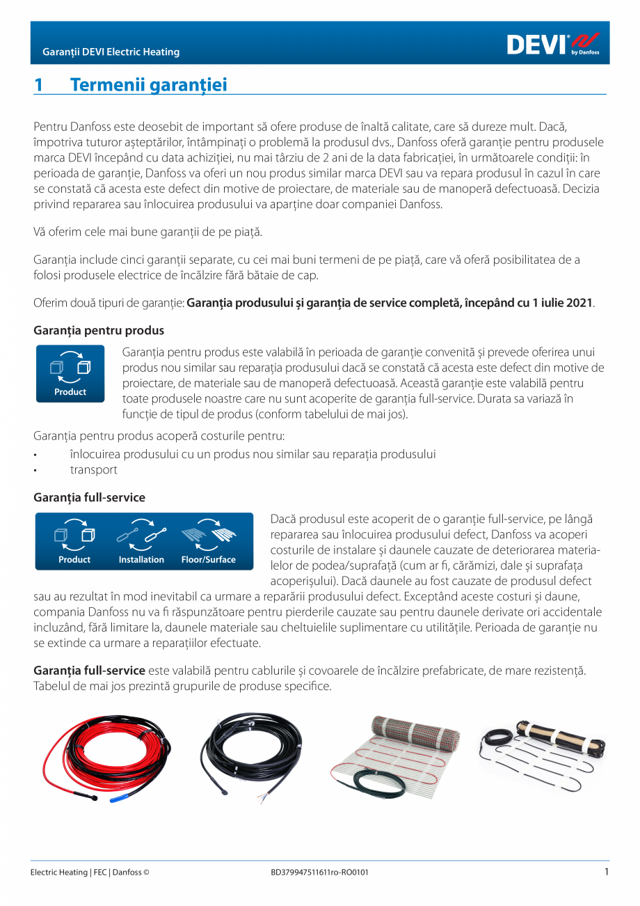 Pagina 1-Garantii DEVI Electric heating  Certificare produs Romana Garanții DEVI Electric Heating

1
...